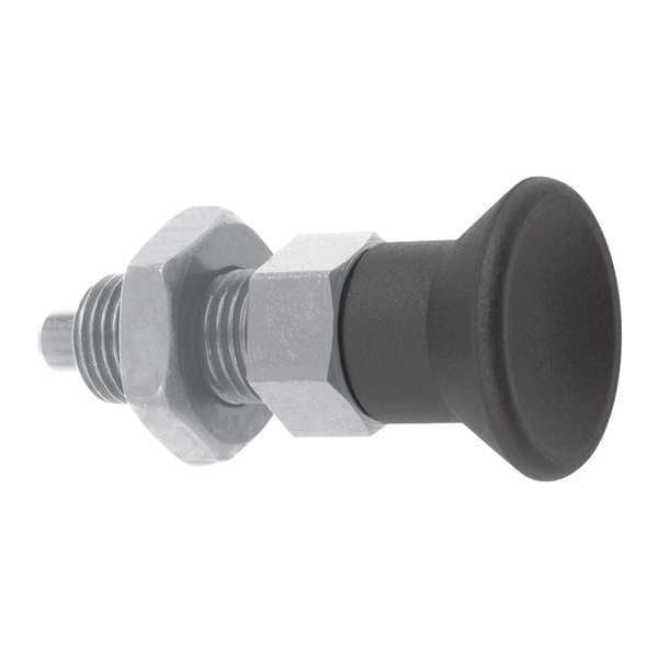 Indexing Plunger D1= M08X1, D=4, Style B, Non-Lockout w Locknut, Stainless Steel Hardened
