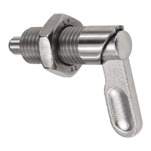 Cam-Action Indexing Plunger, Stainless Steel, D=8, D1= M12X1.5, Form: B, With Locknut