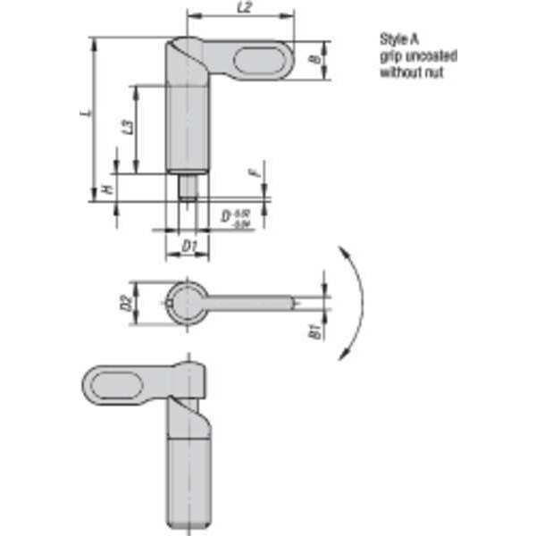 Cam-Action Indexing Plunger, Stainless Steel, D=6, D1= 1/2-13, Form: B, Without Locknut