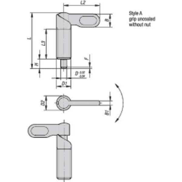 Cam-Action Indexing Plunger, Stainless Steel, D=12, D1= M20X1.5, Form: B, Without Locknut