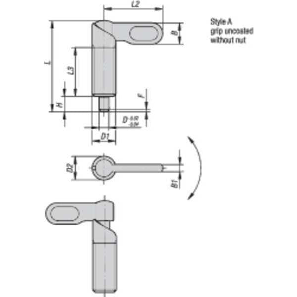 Cam-Action Indexing Plunger, Stainless Steel, D=8, D1= M16, Form: B, Without Locknut