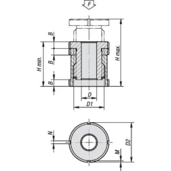 Leveling Set With Locknut, Standard, D=17, 5 Carbon Steel, D2= 45