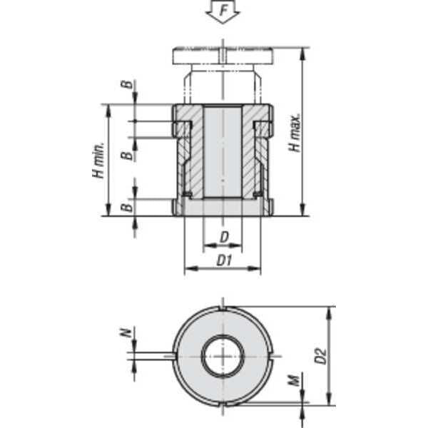 Leveling Set With Locknut, Standard, D=5, 5 Carbon Steel, D2= 25