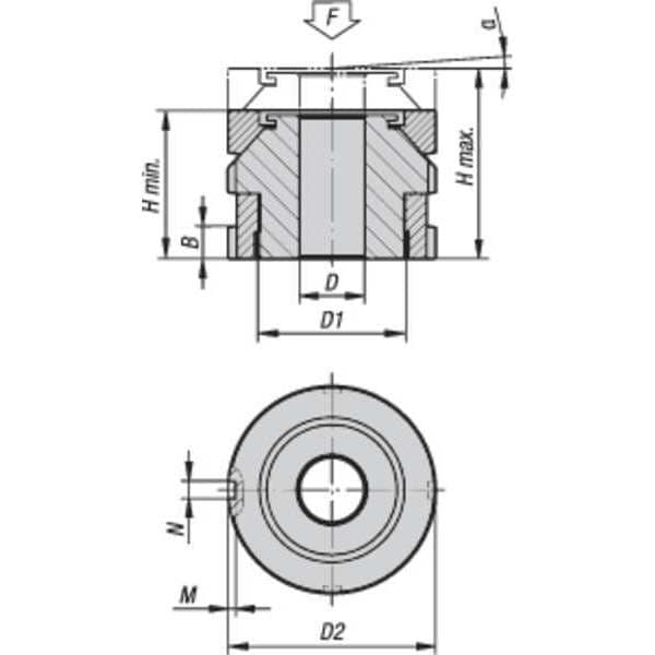 Leveling Set With Spherical Washer, D=26 Carbon Steel, D2= 70