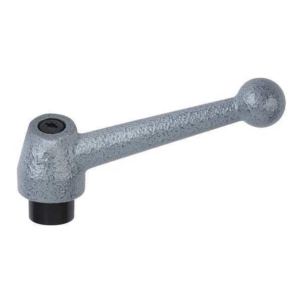 Adjustable Handle, Ball Style, All Steel, Size: 1 3/8-16 Steel, Painted Finish Gray Hammertone