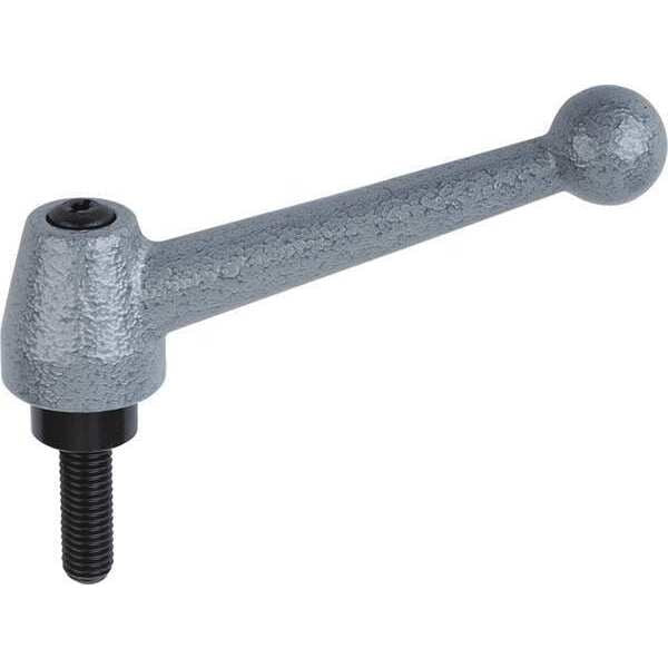 Adjustable Handle, Ball Style, All Steel, Size: 1 M12X45 Steel, Painted Finish Gray Hammertone