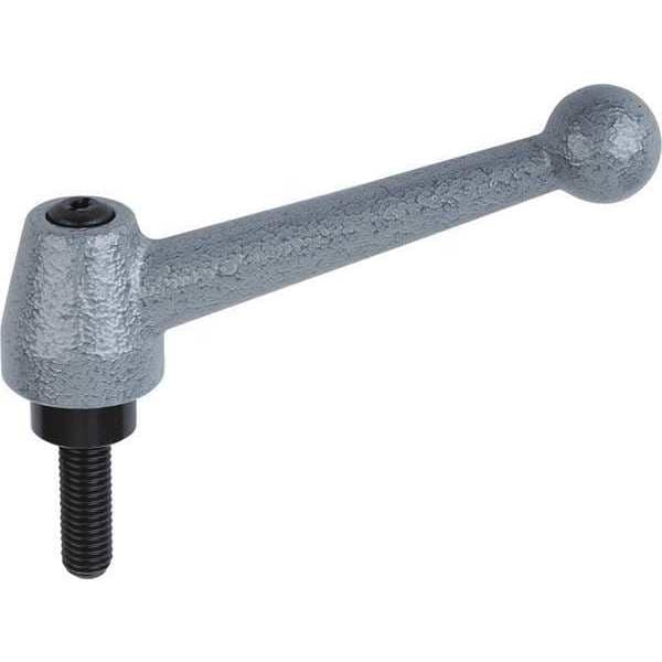 Adjustable Handle, Ball Style, All Steel, Size: 1 1/2-13X45 Steel, Painted Finish Gray Hammertone