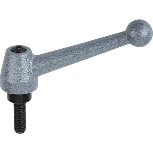 Adjustable Handle, Ball Style, All Steel, Size: 2 5/8-11X30 Steel, Painted Finish Gray Hammertone