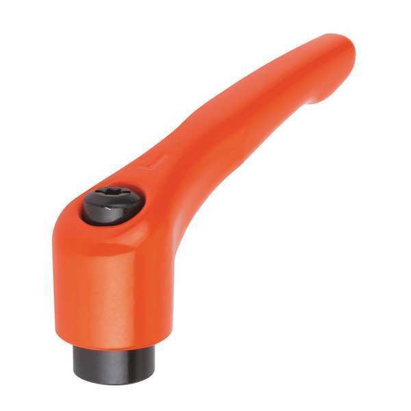 Adjustable Handle, Modern Design, Sz. 0, 1/4-20, Die Cast Zinc Orange RAL 2004, Comp: Steel