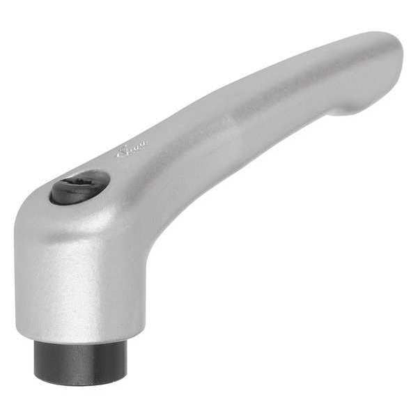 Adjustable Handle, Modern Design, Sz. 0, 6-32, Die Cast Zinc Silver Metallic, Comp: Steel