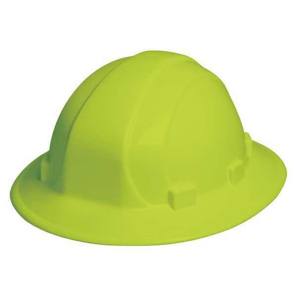 Full Brim Hard Hat, Type 1, Class E, Pinlock (6-Point), Hi-Vis Lime