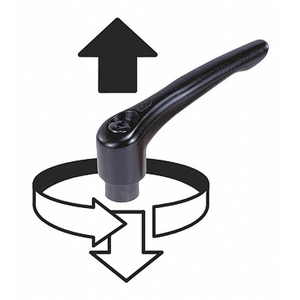 Adjustable Handle, Modern Design, Sz. 0, 10-32X20, Die Cast Zinc Silver Metallic, Comp: Steel