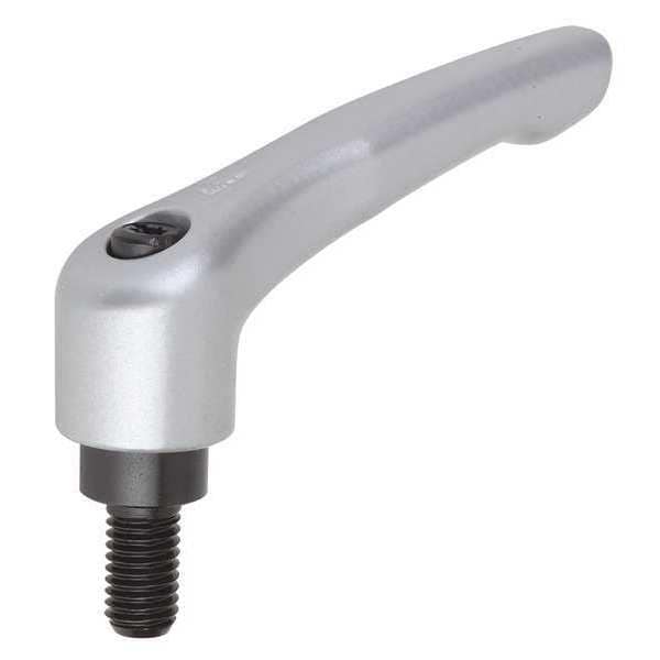 Adjustable Handle, Modern Design, Sz. 2, 5/16-18X55, Die Cast Zinc Silver Metallic, Comp: Steel