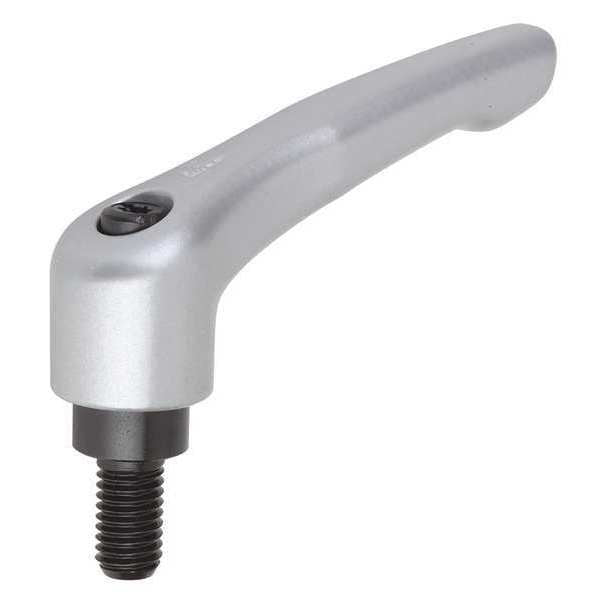 Adjustable Handle, Modern Design, Sz. 3, 5/16-18X55, Die Cast Zinc Silver Metallic, Comp: Steel