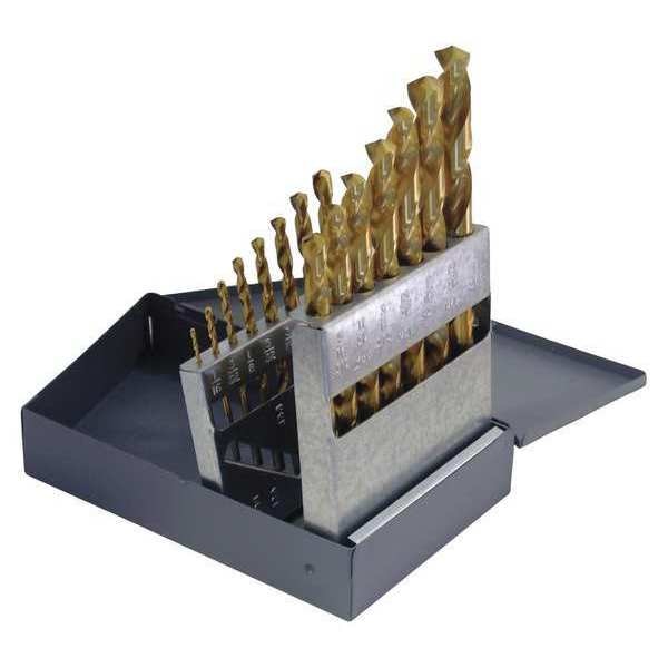 29PC  118Â° General Purpose Jobber Length Drill Set Cle-Line 1898T TiN HSS RHS/RHC 1/16-1/2x1/64