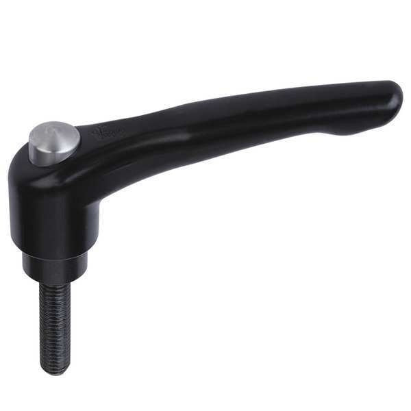 Adjustable Handle, Mod. Design, Protective Cap Sz. 2, M08X45, Cast Zinc Black Satin, Comp: Steel