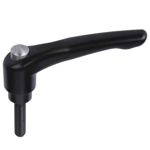 Adjustable Handle, Mod. Design, Protective Cap Sz. 2, M08X30, Cast Zinc Black Satin, Comp: Steel