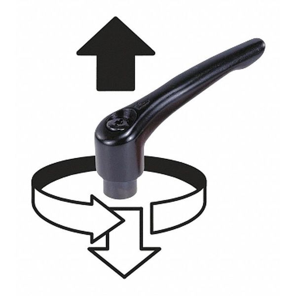Adjustable Handle, Modern Design, Sz. 2, 3/8-16X60, Die Cast Zinc Orange RAL 2004, Comp: Steel