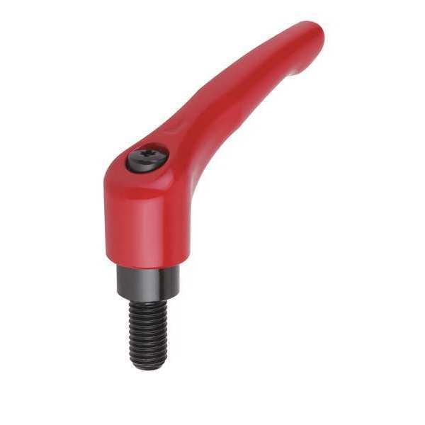 Adjustable Handle, Modern Design, Sz. 0, 10-32X10, Die Cast Zinc Red RAL 3003, Comp: Steel