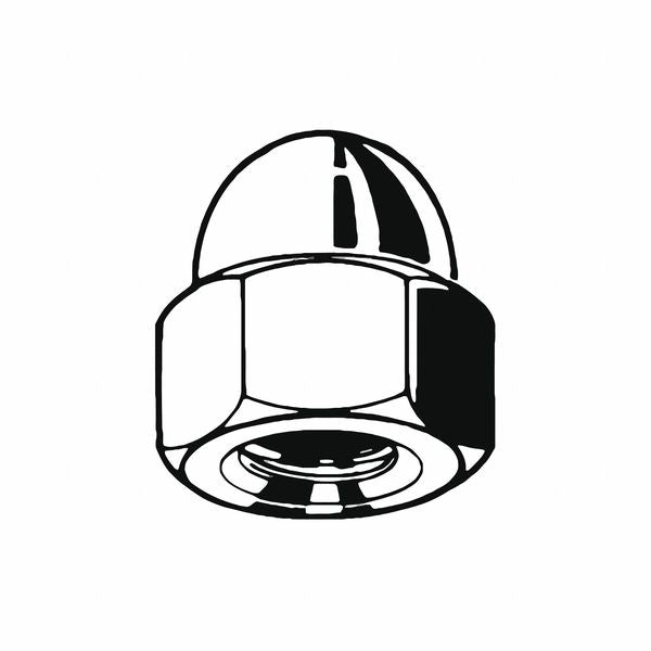 High Crown Cap Nut, M16-2.00, 18-8 Stainless Steel, Plain, 28 mm H, 10 PK