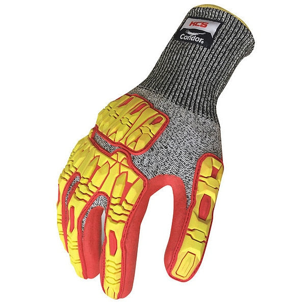 Hi-Vis Cut Resistant Impact Coated Gloves, 3 Cut Level, Nitrile, XL, 1 PR