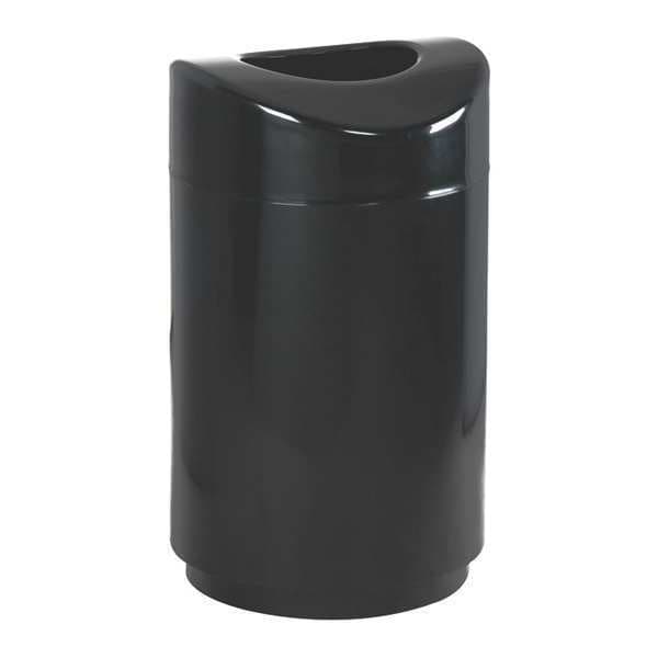 30 gal Round Trash Can, Black, 20 in Dia, None, Steel