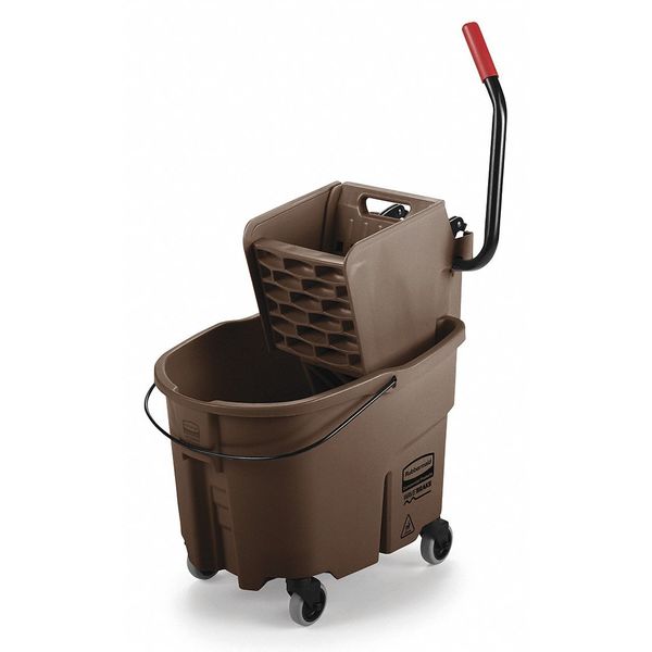 8 3/4 gal WaveBrake Side Press Mop Bucket and Wringer, Brown, Polypropylene