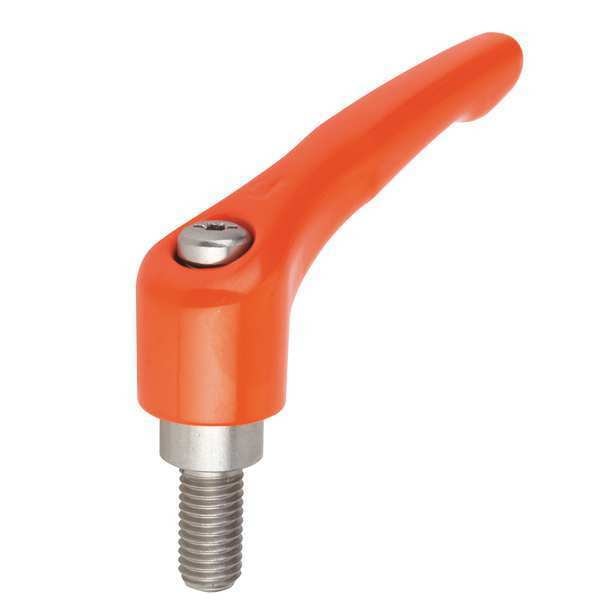 Adjustable Handle, Size: 0 1/4-20X50, Zinc Orange RAL 2004, Comp: Stainless Steel
