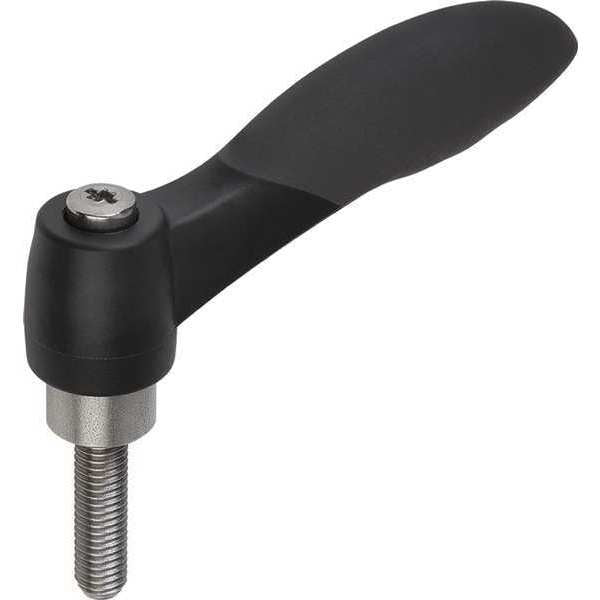 Adjustable Handle, Soft Touch, Size: 2 M08X60 Plastic, Black RAL 7021, Comp: Stainless Steel