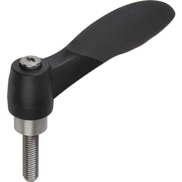 Adjustable Handle, Soft Touch, Size: 2 M10X20 Plastic, Black RAL 7021, Comp: Stainless Steel