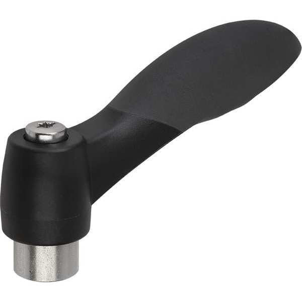 Adjustable Handle, Soft Touch, Size: 2 M08, Plastic Black RAL 7021, Comp: Stainless Steel