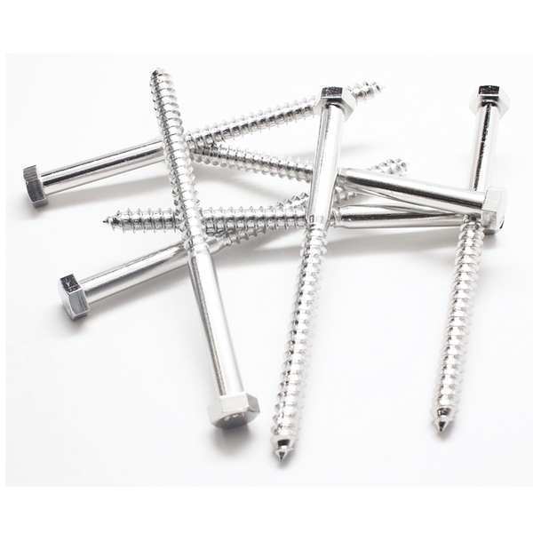 Lag Screw, 3/8 in, 5-1/2 in, 18-8 Stainless Steel, NL-19(SM) Hex External Hex Drive, 5 PK