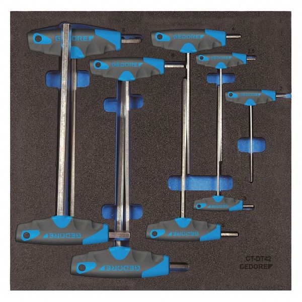 9 Piece Metric T-Shape Hex Key Set, 1500 CT2-DT 2142