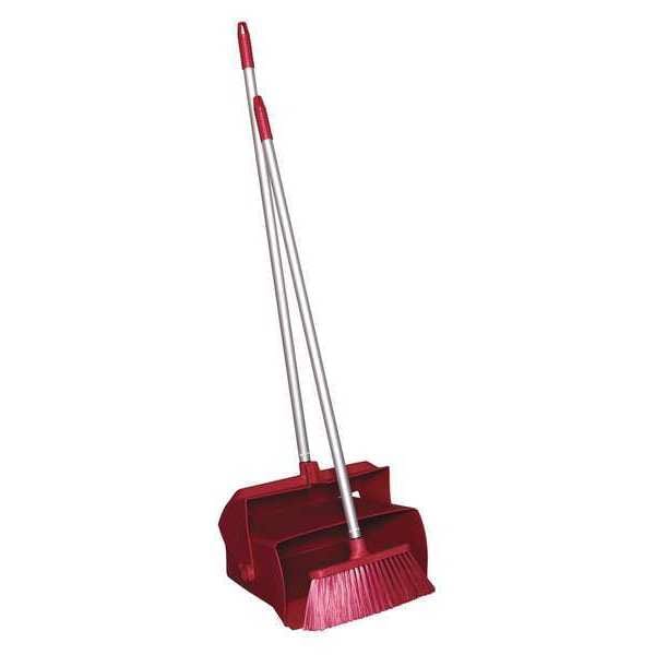 Lobby Dust Pan and Broom Set, Red