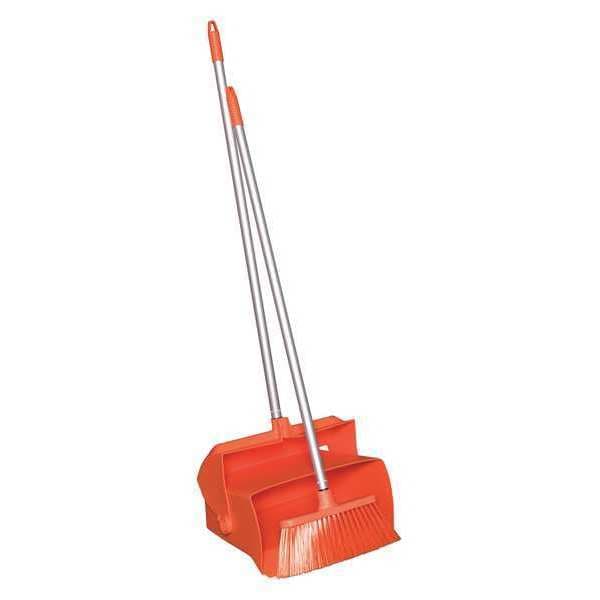 Lobby Dust Pan and Broom Set, Orange