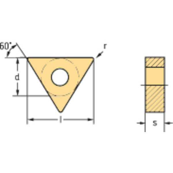 Triangle Turning Insert, Triangle, 1/2 in, TNMG, 1.2 mm, Carbide
