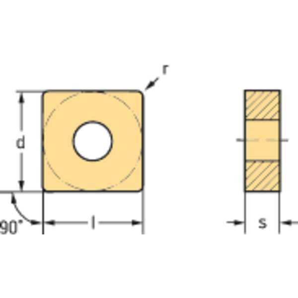 Square Turning Insert, Square, 1/2 in, SNMG, 1/16 in, Carbide