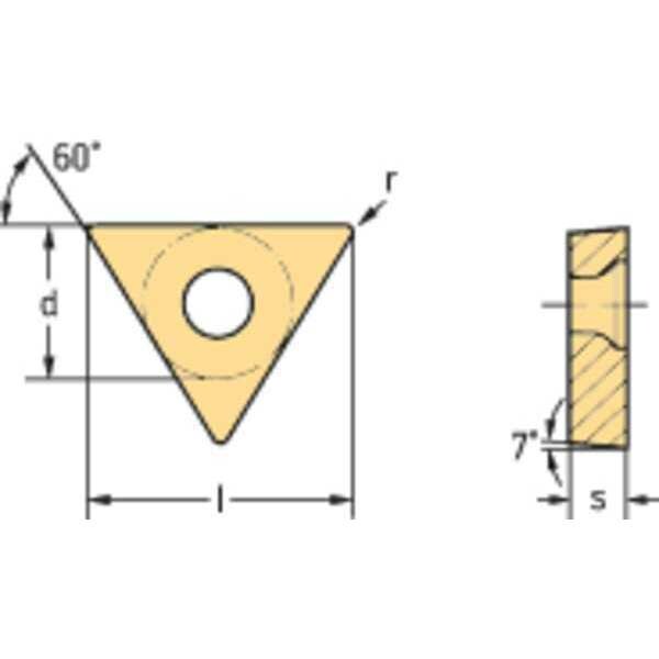 Triangle Turning Insert, Triangle, 1/4 in, TCGT, 0.8 mm, Carbide
