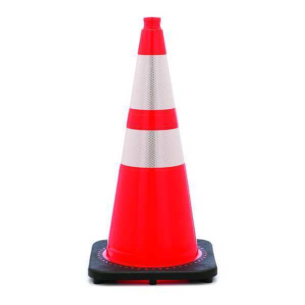 Traffic Cone, Night or High Speed Roadway (45 mph or higher), 7 lb, Reflective, 28 in Height, Orange