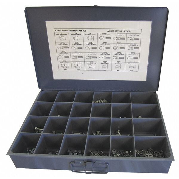 Hex Head Cap Screw Assortment, Steel, Zinc Plated Finish