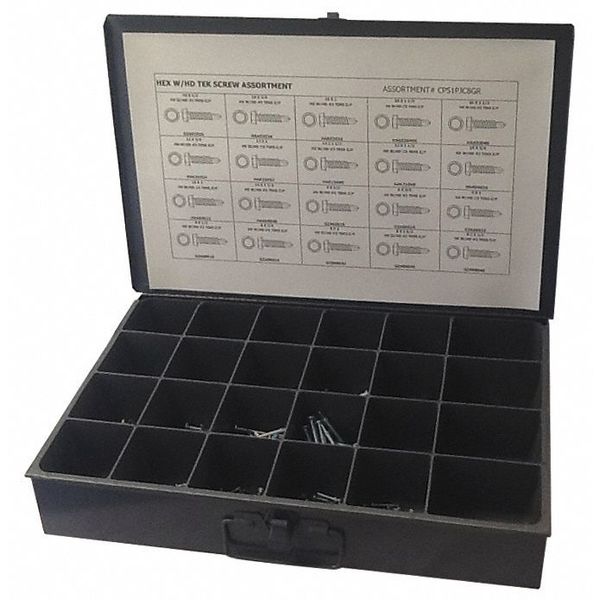 Tapping Screw Assortment, Steel, Zinc Plated Finish