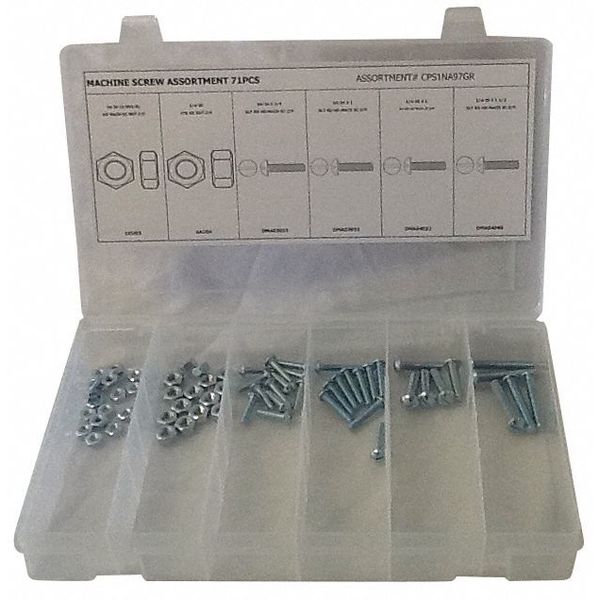Machine Screw Assortment, Steel, Zinc Plated Finish