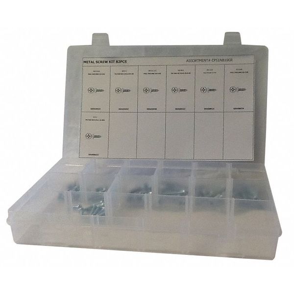 Tapping Screw Assortment, Steel, Plain Finish