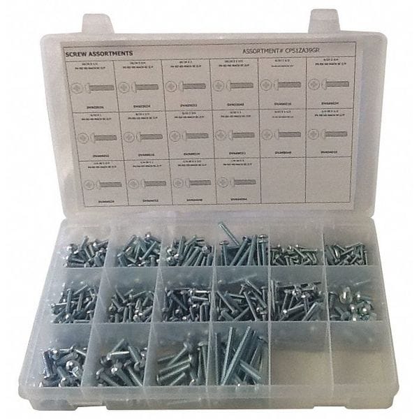 Machine Screw Assortment, Steel, Zinc Plated Finish