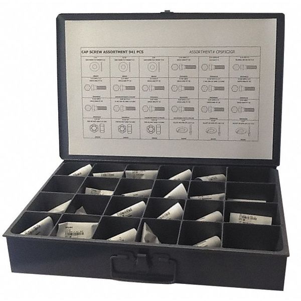 Hex Head Cap Screw Assortment, Steel, Zinc Plated Finish