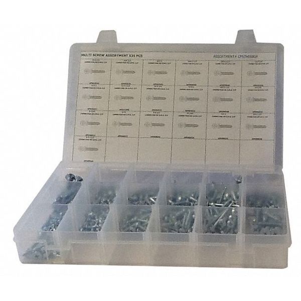 Tapping Screw Assortment, Steel, Zinc Plated Finish