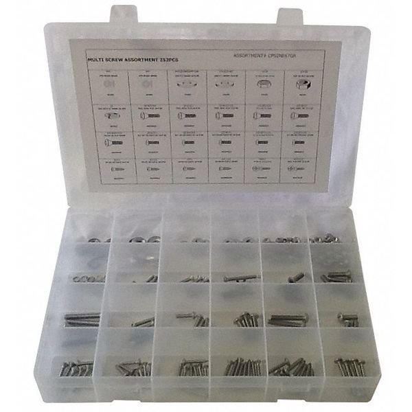Machine Screw Assortment, Steel, Plain Finish