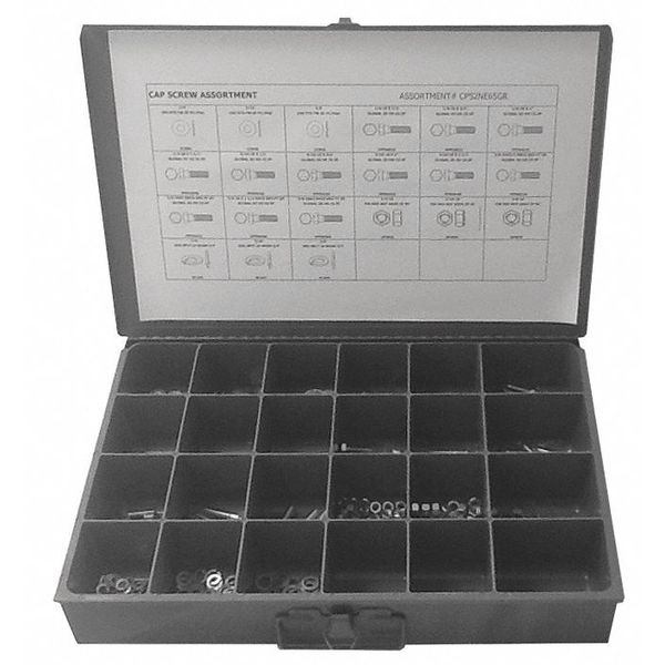 Hex Head Cap Screw Assortment, Steel, Zinc Plated Finish