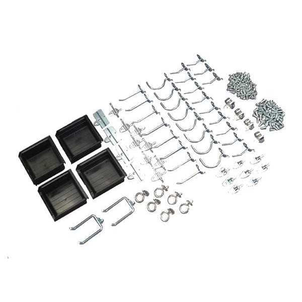 64 pc. Steel Pegboard Hook & Bin Assortment for 1/8 In. and 1/4 In. Pegboard (60 Asst Hooks & 4 Bins)