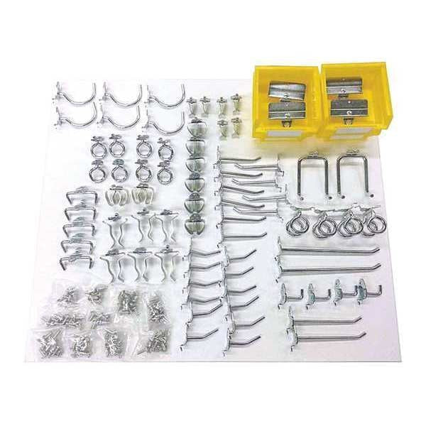 83 pc Steel Pegboard Hook & Bin Assortment for 1/8 In and 1/4 In Pegboard (79 Asst Hooks & 4 Bins)
